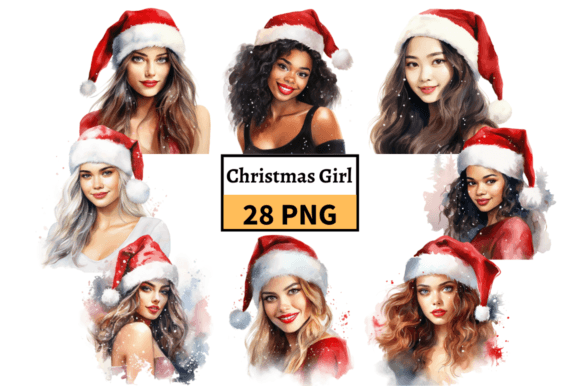 Download Beautiful Christmas Girls Clipart Bundle - Beautiful Collection