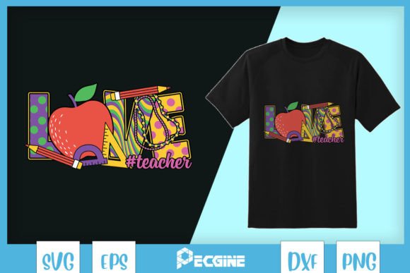 Download Love Teacher Mardi Gras Apple SVG - Premium Resources