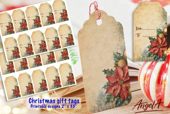 Download Christmas Gift Tag PNG, Retro Flower - Christmas gift tag png Collection