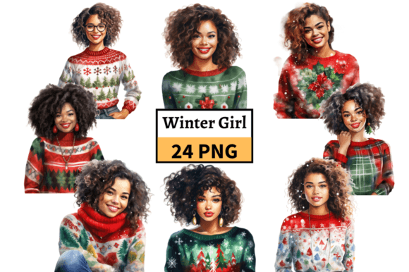 Download Beautiful Christmas Girls Clipart Bundle - Beautiful Collection